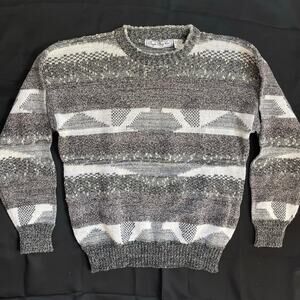 Vintage Bugle Boy Co. Sweater Large • 90s Textured Knit Gray Crewneck